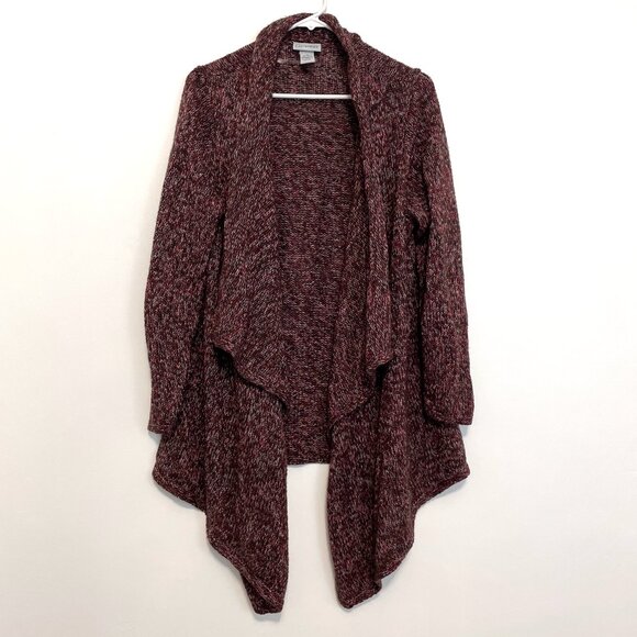 CATHERINES VANITY 1X Plus Size Plum Brown ? Pink Open Waterfall Cardigan Sweater - Picture 1 of 12